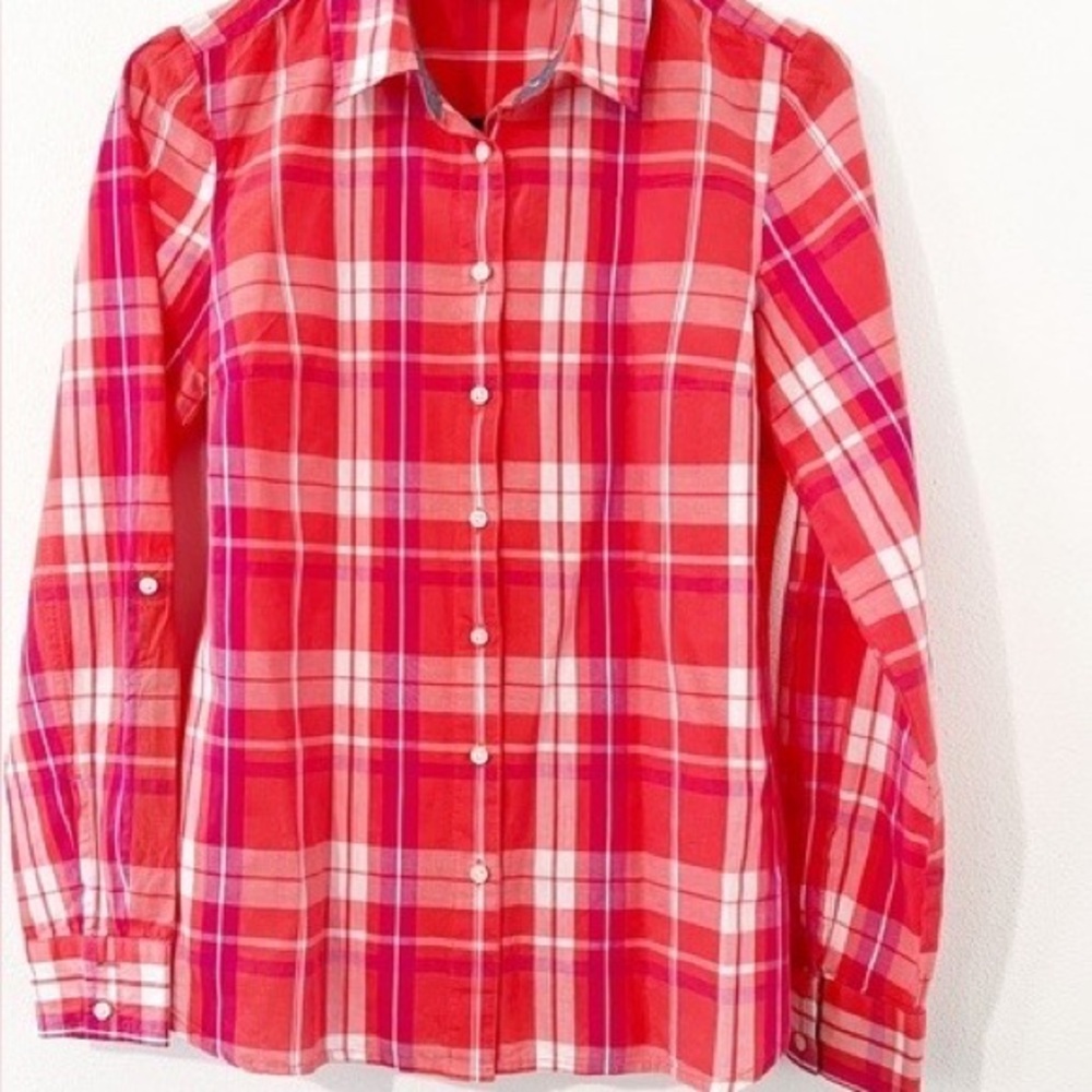 Tommy Hilfiger Red and Pink Plaid Button-Down Shirt
